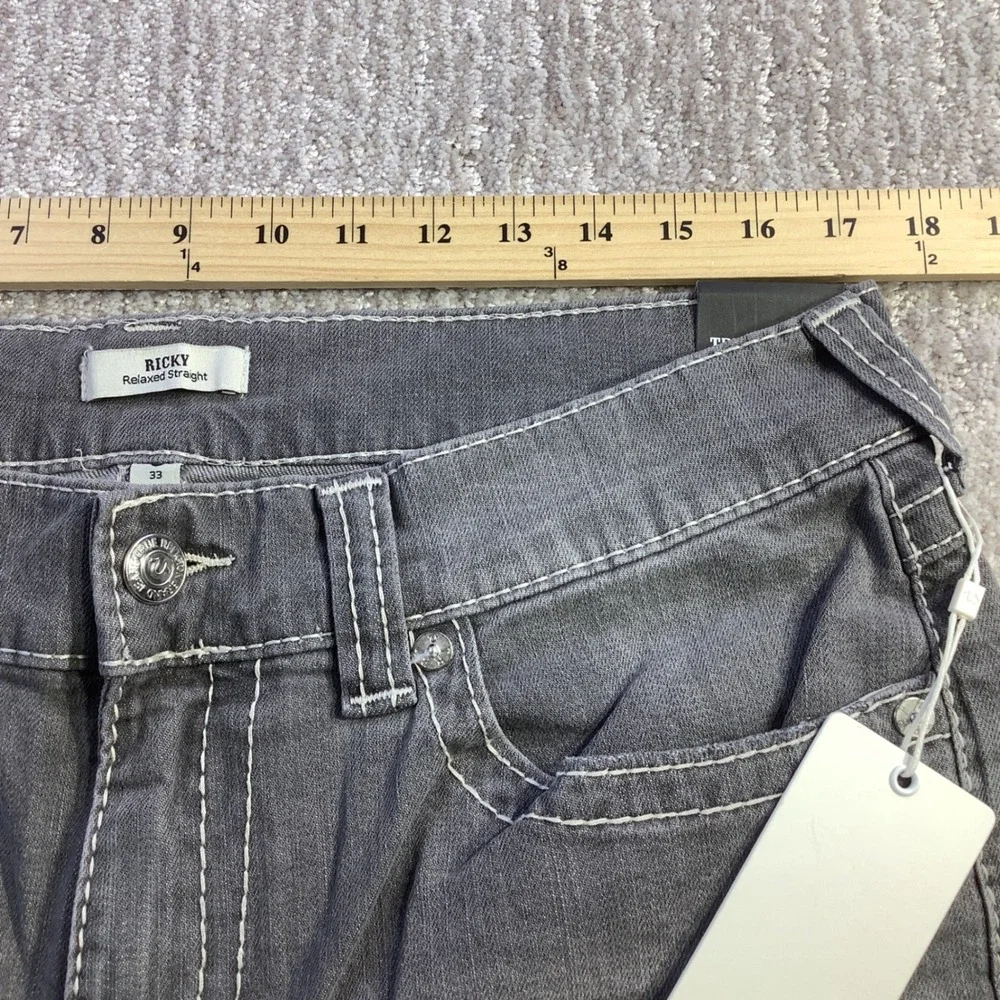 True Religion Ricky Big T Flap Relaxed Straight Jeans 33 x 34 (Actual 34x33) NWT